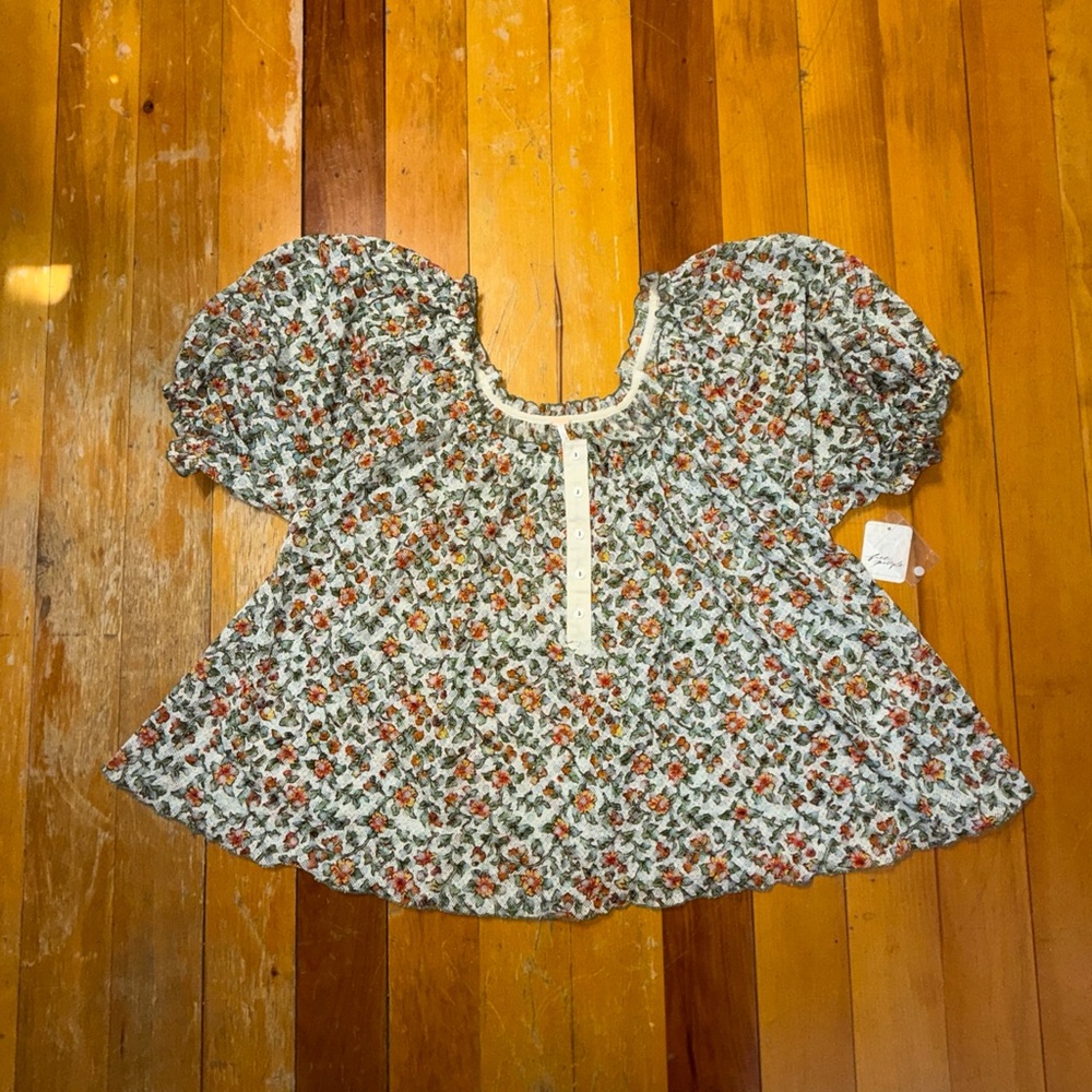 NWT Free People Astra Peasant Top Ivory Size